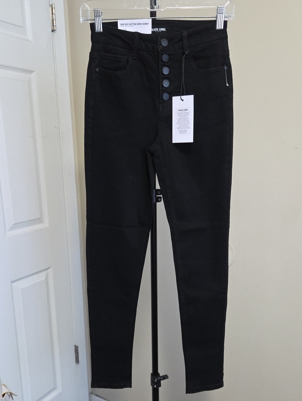 Nwt Black High-Rise Skinny Jeans with Button-Fly